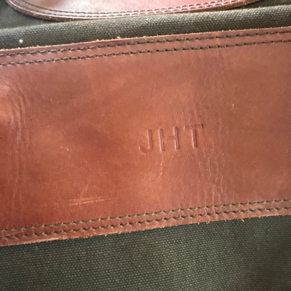 Vintage Travel Bag  Orvis Battenkill Green Canvas Leather Weekender Duffle Bag